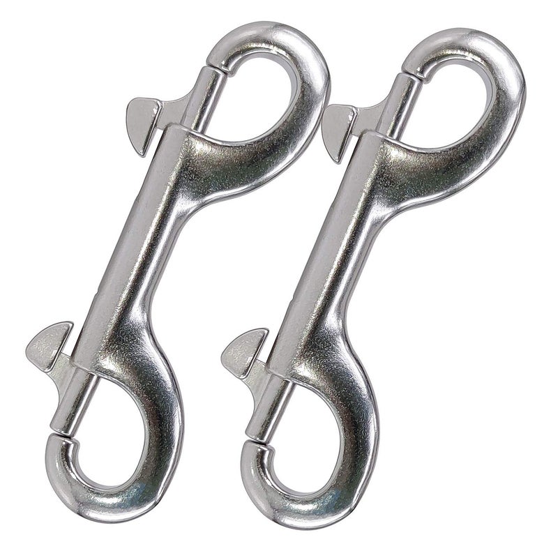 Yeebline Double Ended Bolt Snap Hook, 2-Pack 3-1/2 in 316 Stainless Steel Marine Grade Double End Trigger Snaps Metal Clips for Diving, Dog Leash, Key Chain, Horse Tack, Pet Feed Buckets - Image 1
